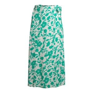 Time&Tru Teal Floral Print Wrap Skirt XXXL